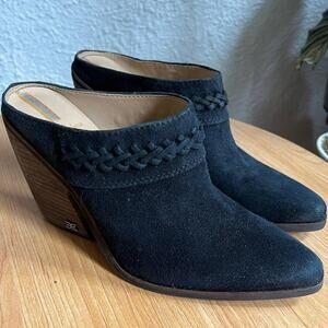 NWT Sam Edelman New York Alison Black Suede Mule Heels